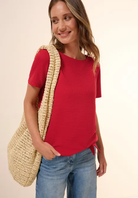 Strukturshirt mit Knoten glazed apple red