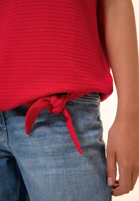Strukturshirt mit Knoten glazed apple red