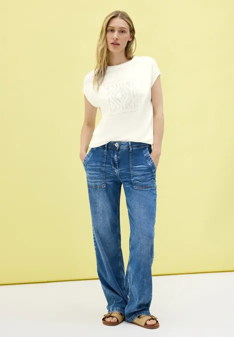 Shirt mit Glitzer-Print vanilla white
