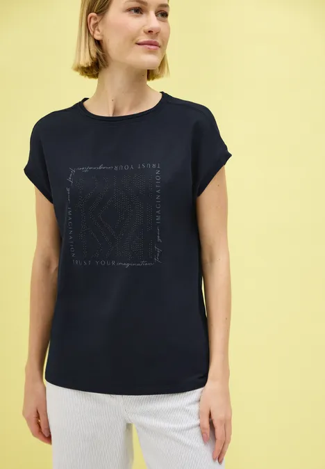 Shirt mit Glitzer-Print universal blue