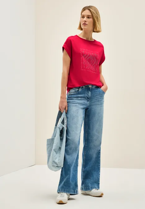 Shirt mit Glitzer-Print glazed apple red
