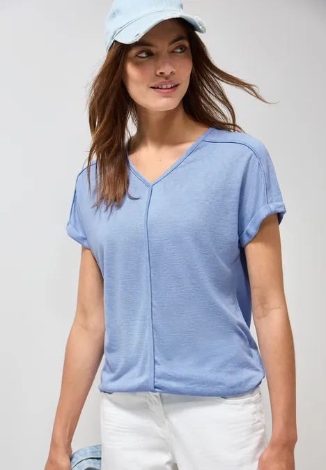 T-Shirt mit Deko-Nähten fresh light blue