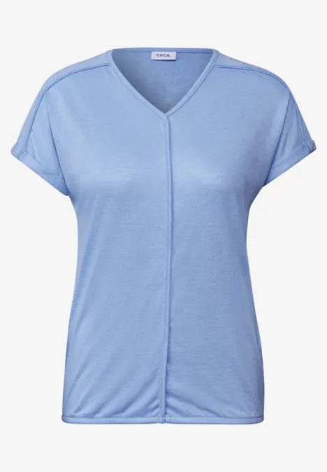 T-Shirt mit Deko-Nähten fresh light blue