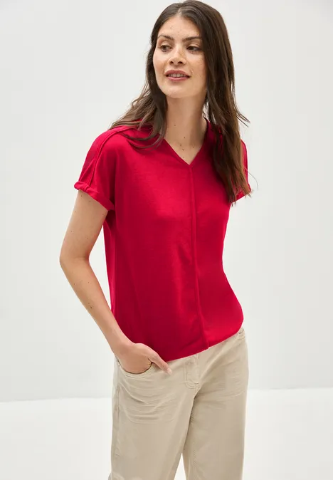 T-Shirt mit Deko-Nähten glazed apple red