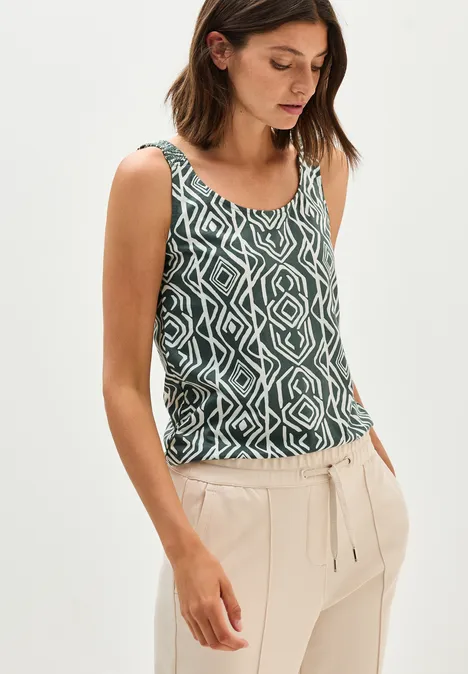 Top mit Smok-Details balmy khaki