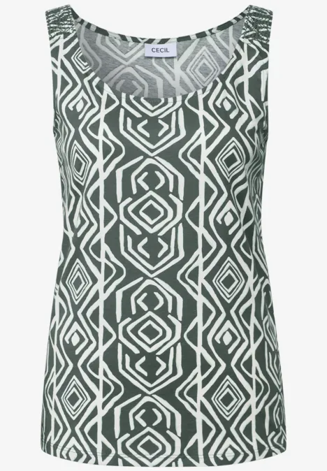 Top mit Smok-Details balmy khaki