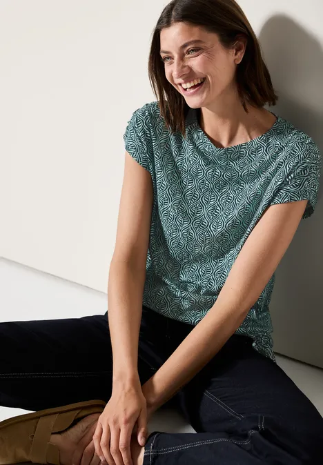 Gemustertes T-Shirt slate khaki