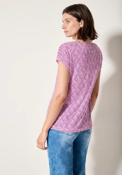 Gemustertes T-Shirt anemone pink