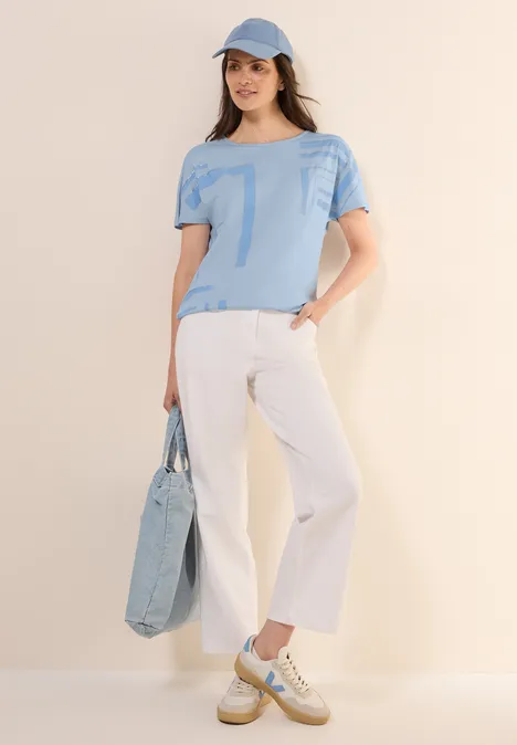 T-Shirt mit Grafik Print pastel blue