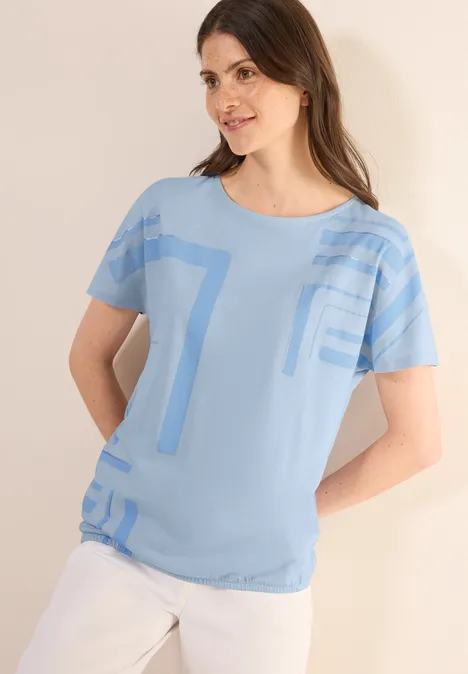 T-Shirt mit Grafik Print pastel blue