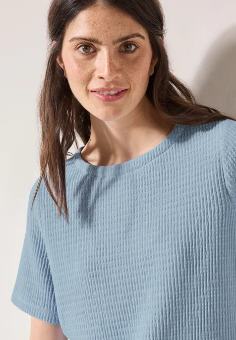 T-Shirt mit Struktur pastel blue