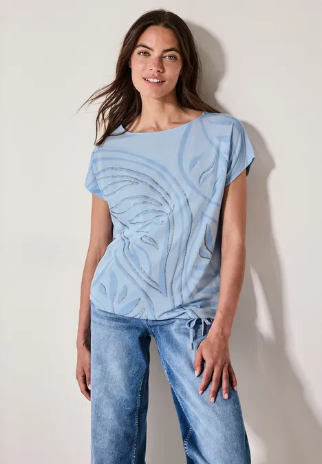 Gemustertes T-Shirt pastel blue