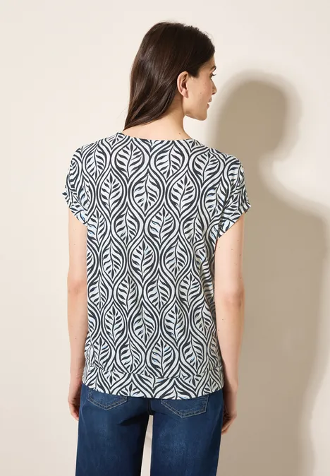 Gemustertes V-Neck T-Shirt universal blue