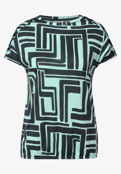 Print-Shirt mit Knopfdetail slate khaki