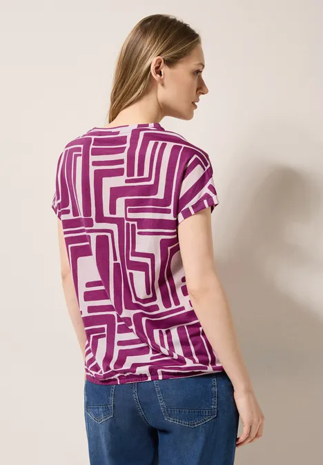 Print-Shirt mit Knopfdetail anemone pink
