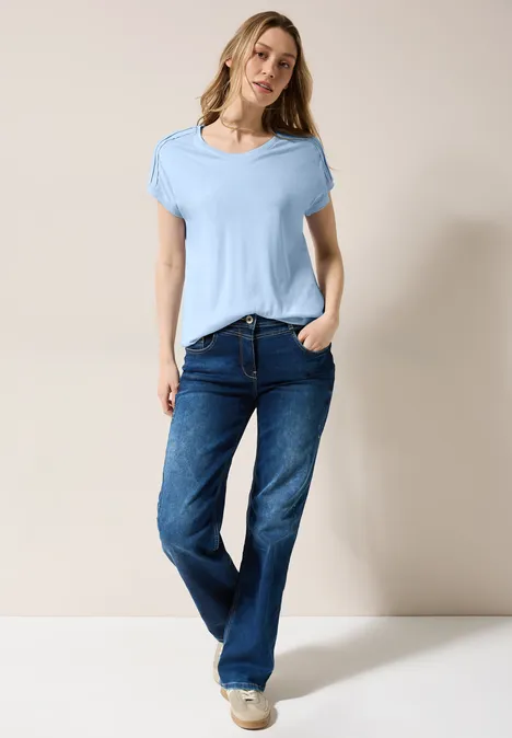 Shirt in Unifarbe pastel blue