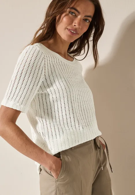 Ajour T-Shirt vanilla white