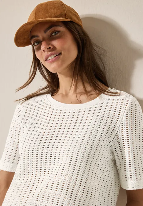 Ajour T-Shirt vanilla white
