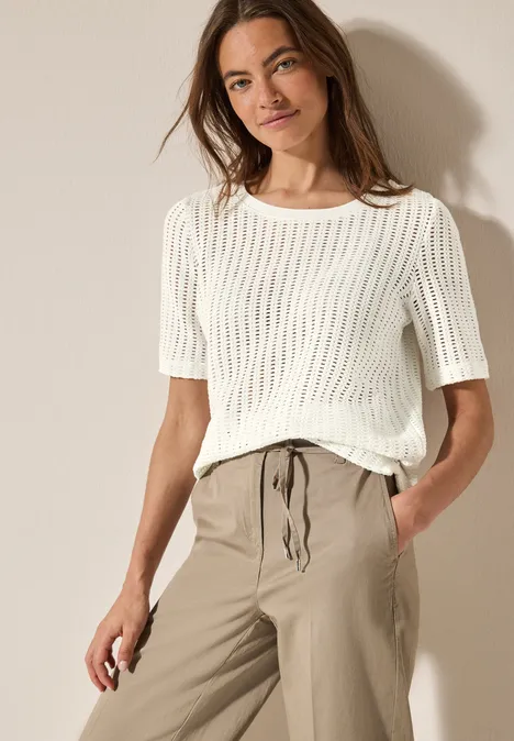 Ajour T-Shirt vanilla white