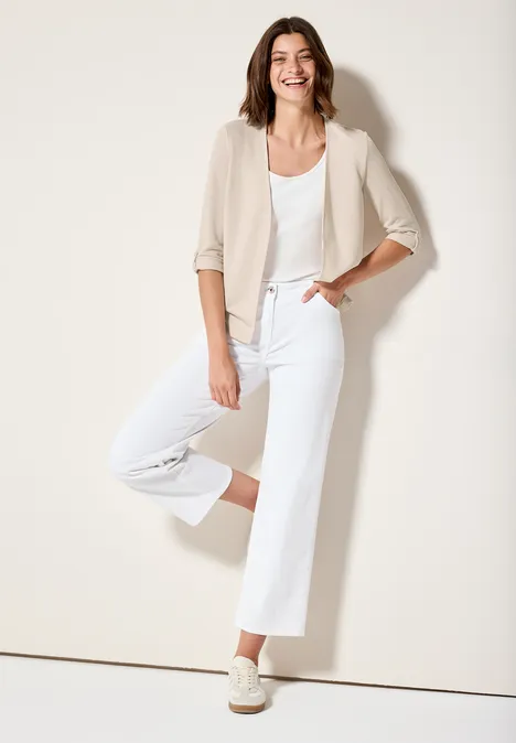 Offene Strukturjacke light beige