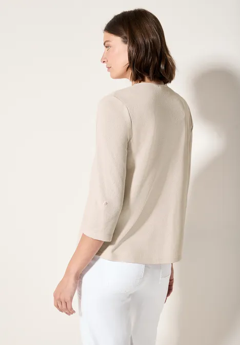 Offene Strukturjacke light beige
