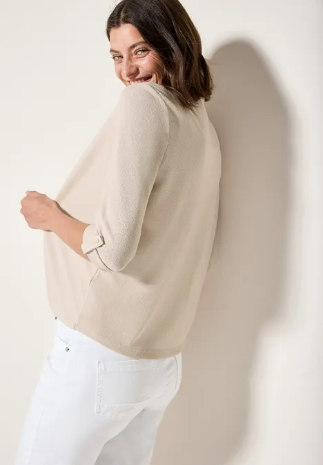 Offene Strukturjacke light beige