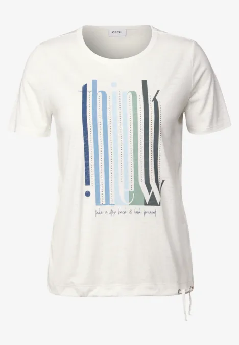 Ausbrenner-Shirt mit Wording vanilla white