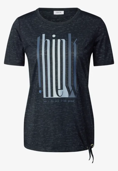 Ausbrenner-Shirt mit Wording universal blue