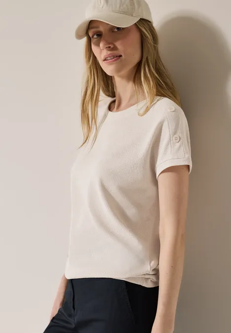 Strukturshirt mit Knöpfen light beige