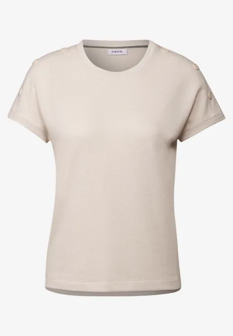 Strukturshirt mit Knöpfen light beige