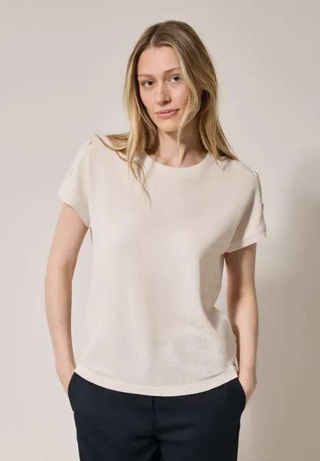 Strukturshirt mit Knöpfen light beige