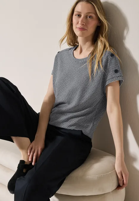 Gestreiftes Strukturshirt universal blue