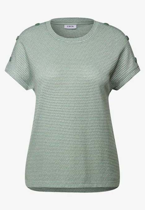 Gestreiftes Strukturshirt matcha green