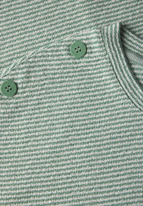 Gestreiftes Strukturshirt matcha green