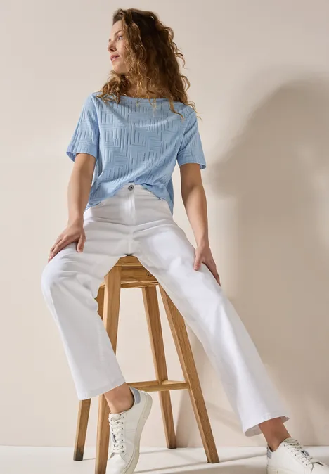T-Shirt in Ausbrenner-Optik pastel blue