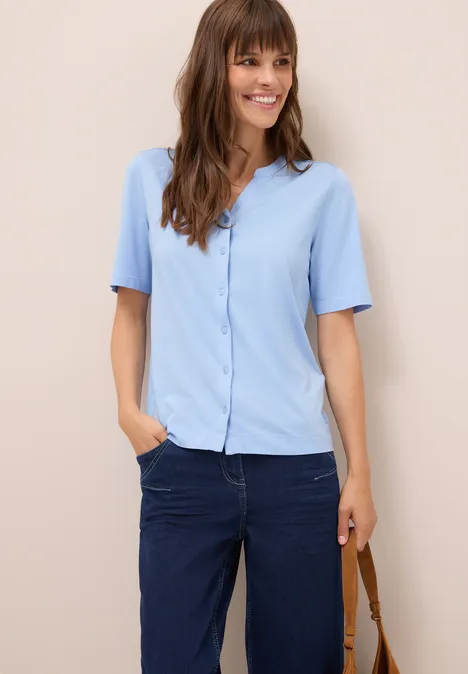 Shirt in tuniek-look light sky blue