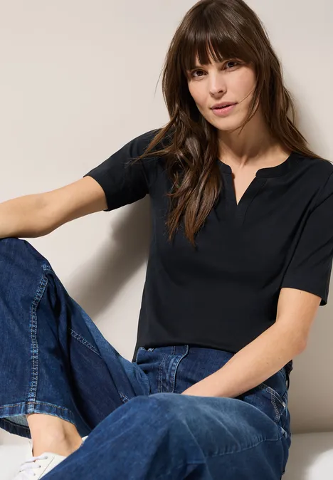 Shirt im Tunika-Look Black