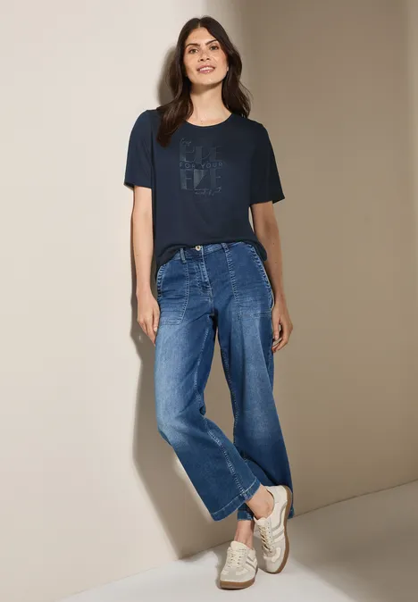 Leinen-Look T-Shirt universal blue