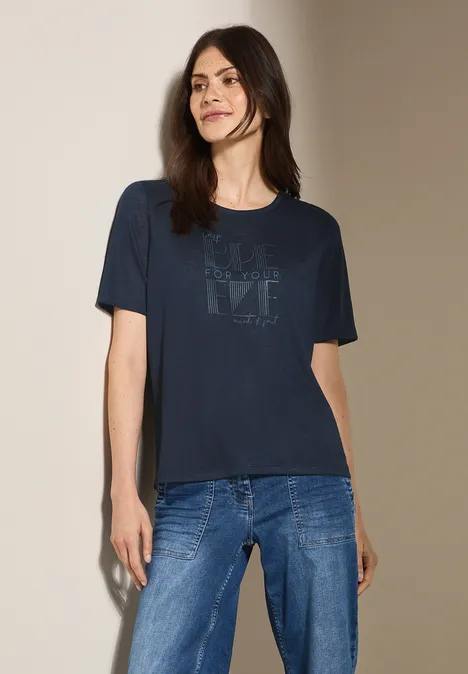 Leinen-Look T-Shirt universal blue