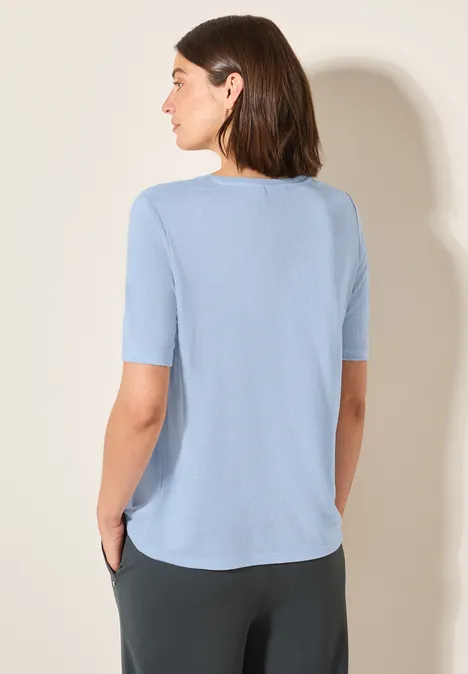 Leinen-Look T-Shirt pastel blue