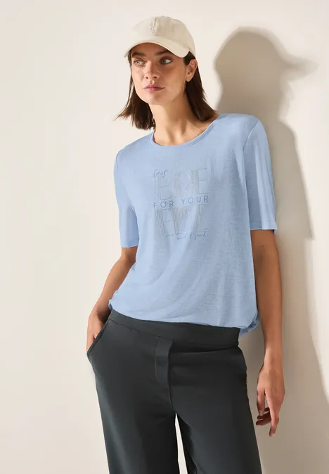 Leinen-Look T-Shirt pastel blue