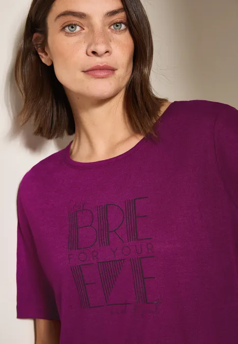 Leinen-Look T-Shirt anemone pink