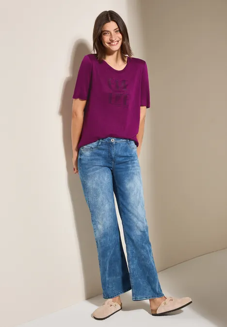 Leinen-Look T-Shirt anemone pink