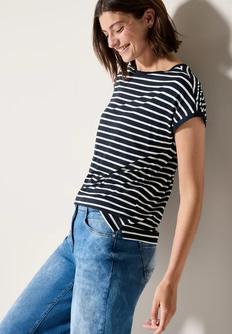 Gestreiftes T-Shirt universal blue