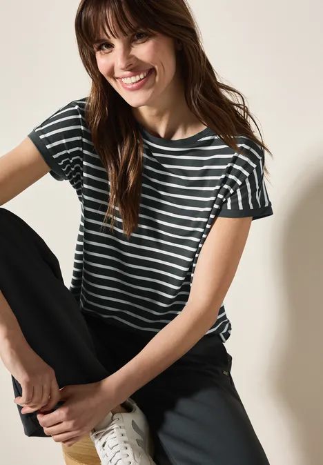 Gestreiftes T-Shirt slate khaki