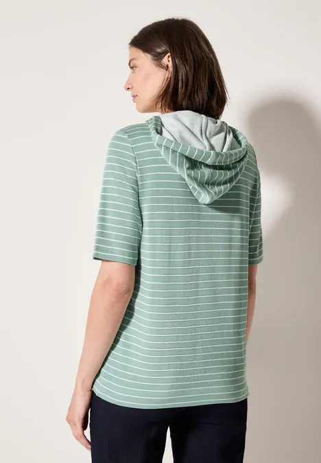 Sweat à capuche rayé matcha green