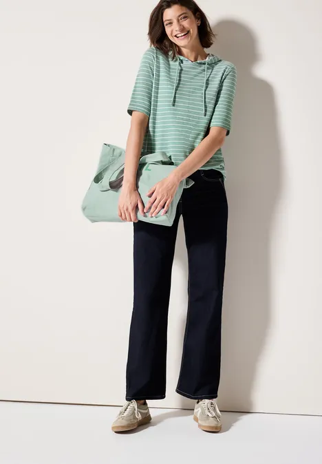 Sweat à capuche rayé matcha green