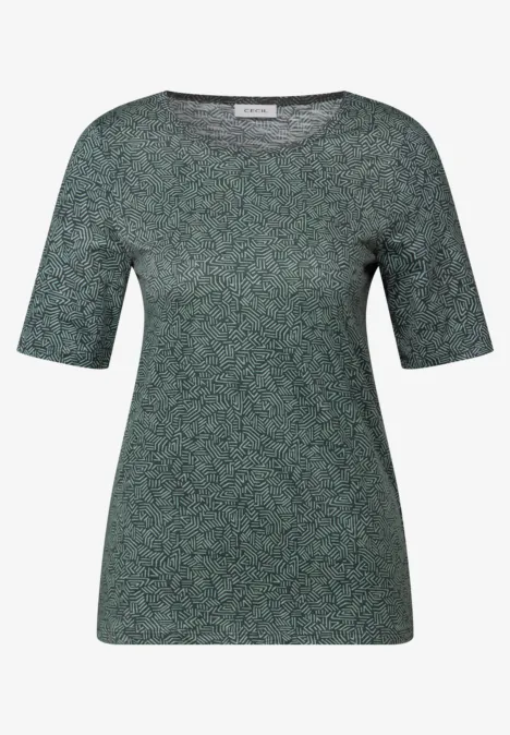 Gemustertes Rundhalsshirt slate khaki