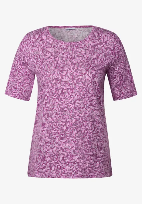 Gemustertes Rundhalsshirt anemone pink