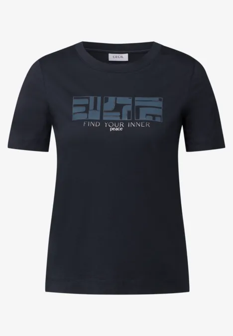 Basic T-Shirt mit Print universal blue
